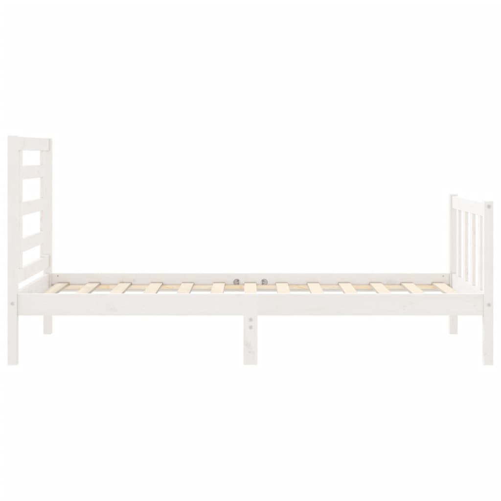 Bedframe Met Hoofdbord Massief Hout 100 x 200 cm Wit