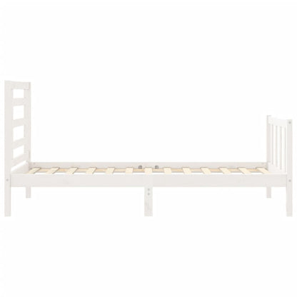 Bedframe Met Hoofdbord Massief Hout 100 x 200 cm Wit