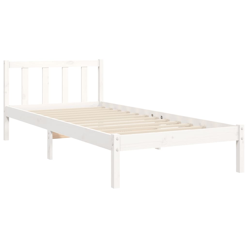 Bedframe Met Hoofdbord Massief Hout 100 x 200 cm Wit
