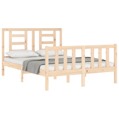 Bedframe Met Hoofdbord Massief Hout 140 x 200 cm Naturel