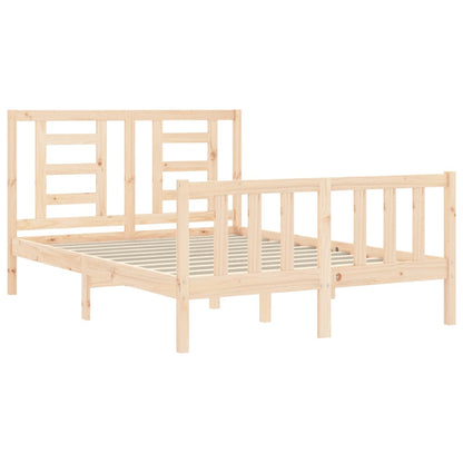 Bedframe Met Hoofdbord Massief Hout 140 x 200 cm Naturel