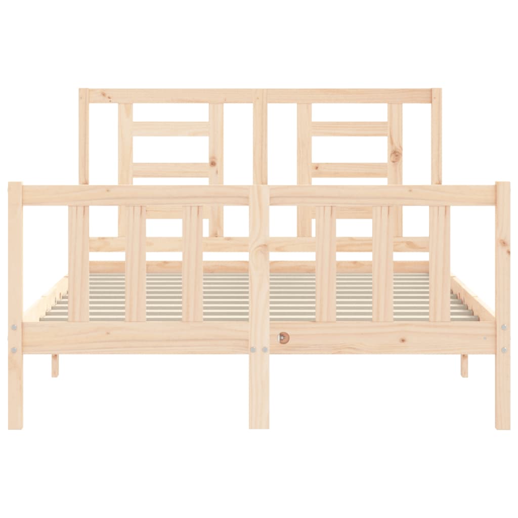 Bedframe Met Hoofdbord Massief Hout 140 x 200 cm Naturel