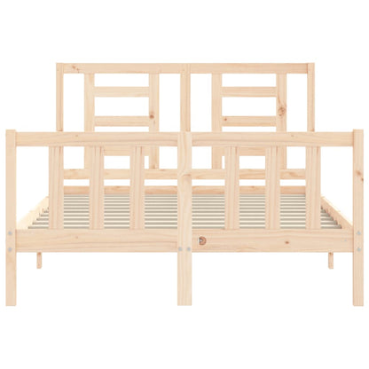 Bedframe Met Hoofdbord Massief Hout 140 x 200 cm Naturel