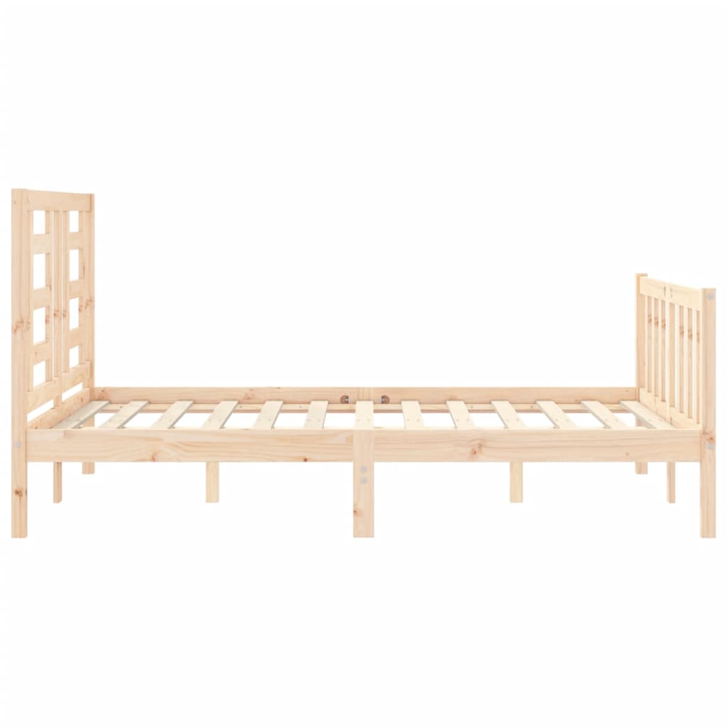 Bedframe Met Hoofdbord Massief Hout 140 x 200 cm Naturel