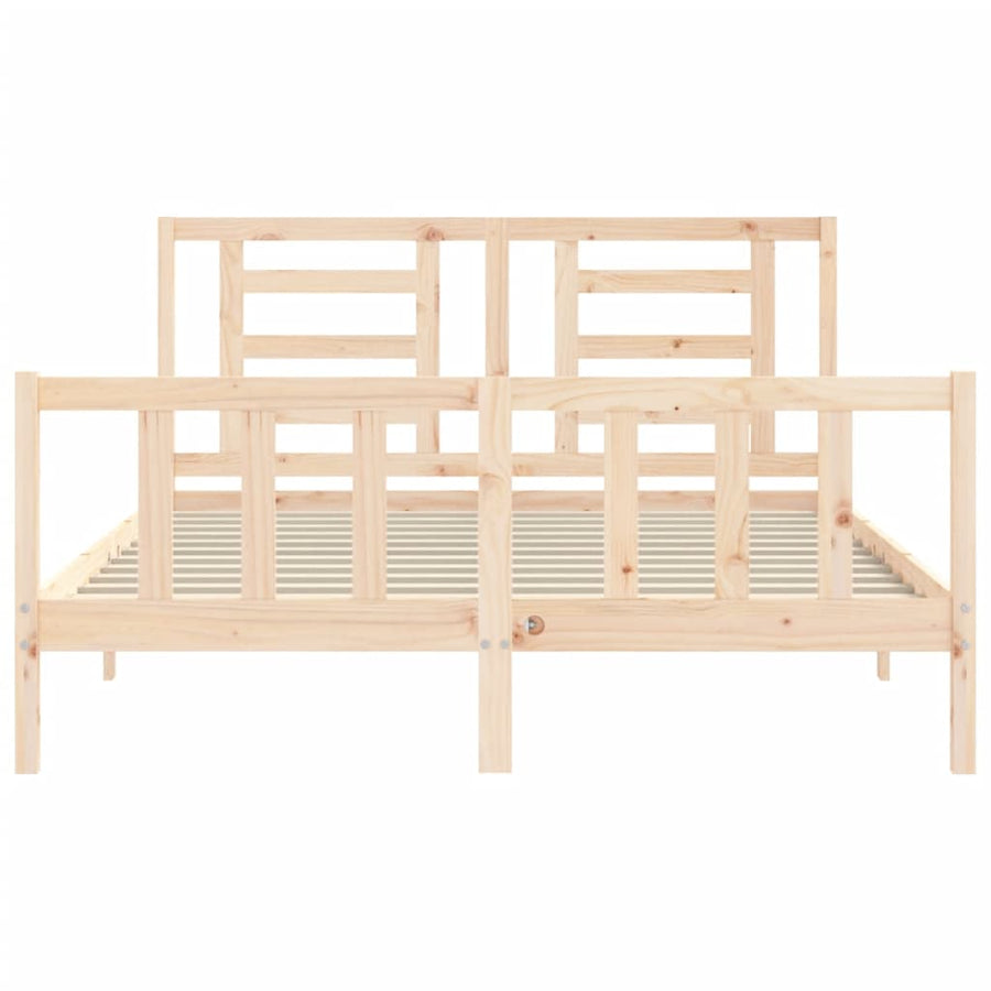 Bedframe Met Hoofdbord Massief Hout 160 x 200 cm Naturel