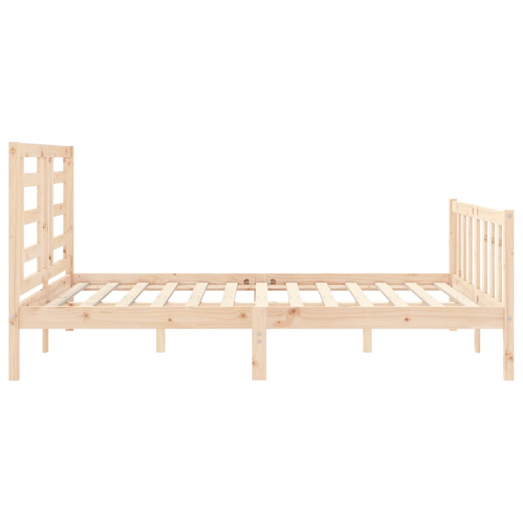 Bedframe Met Hoofdbord Massief Hout 160 x 200 cm Naturel