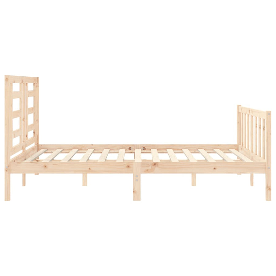 Bedframe Met Hoofdbord Massief Hout 160 x 200 cm Naturel