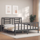 Bedframe Met Hoofdbord Massief Hout 160 x 200 cm Grijs