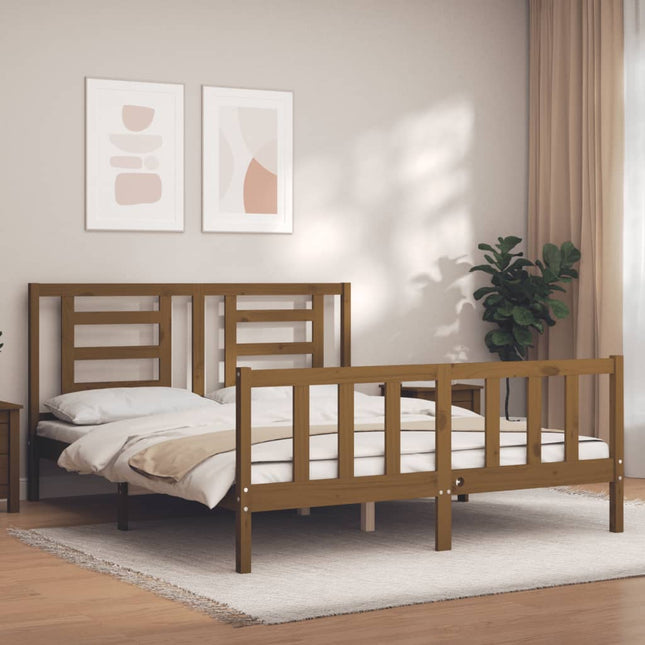 Bedframe Met Hoofdbord Hout 160 x 200 cm Honingbruin