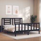 Bedframe Met Hoofdbord Massief Hout 160 x 200 cm Zwart