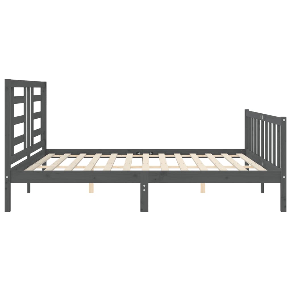 Bedframe Met Hoofdbord Massief Hout 200 x 200 cm Grijs