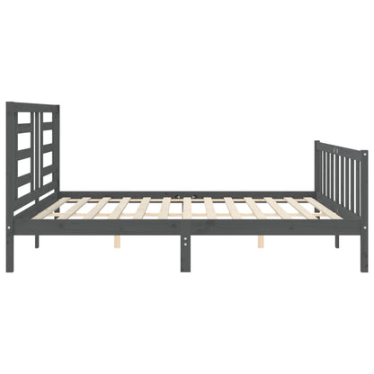 Bedframe Met Hoofdbord Massief Hout 200 x 200 cm Grijs