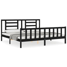 Bedframe Met Hoofdbord Massief Hout 200 x 200 cm Zwart