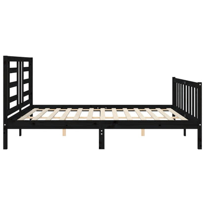Bedframe Met Hoofdbord Massief Hout 200 x 200 cm Zwart