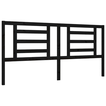 Bedframe Met Hoofdbord Massief Hout 200 x 200 cm Zwart
