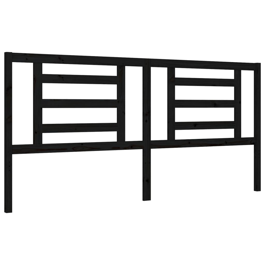 Bedframe Met Hoofdbord Massief Hout 200 x 200 cm Zwart