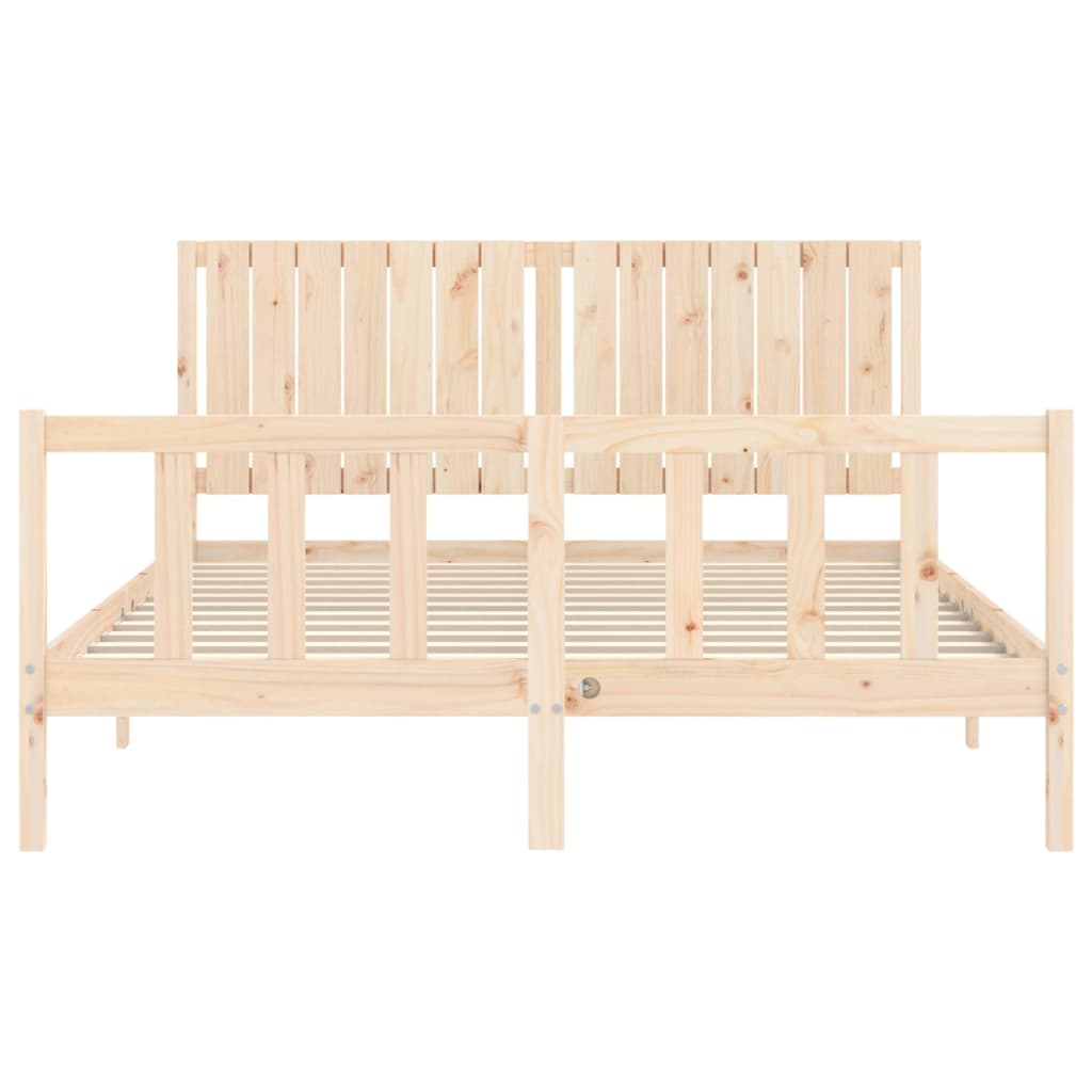 Bedframe Met Hoofdbord Massief Hout 160 x 200 cm Naturel