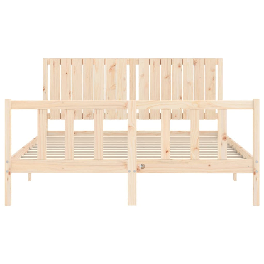 Bedframe Met Hoofdbord Massief Hout 160 x 200 cm Naturel
