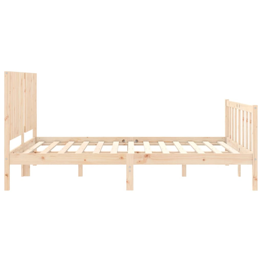 Bedframe Met Hoofdbord Massief Hout 160 x 200 cm Naturel