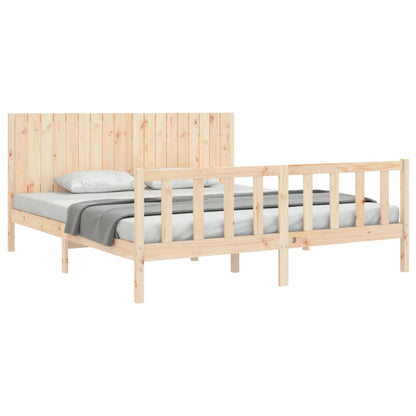 Bedframe Met Hoofdbord Massief Hout 6Ft Super King 180 x 200 cm Naturel