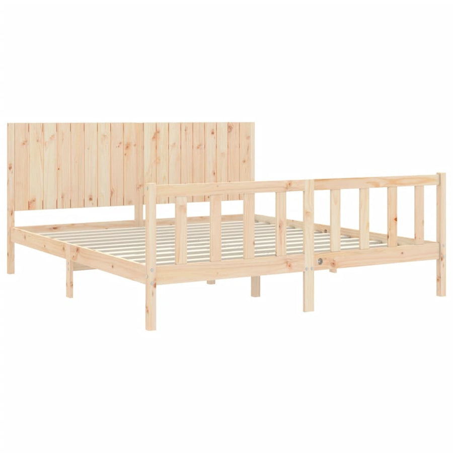 Bedframe Met Hoofdbord Massief Hout 6Ft Super King 180 x 200 cm Naturel