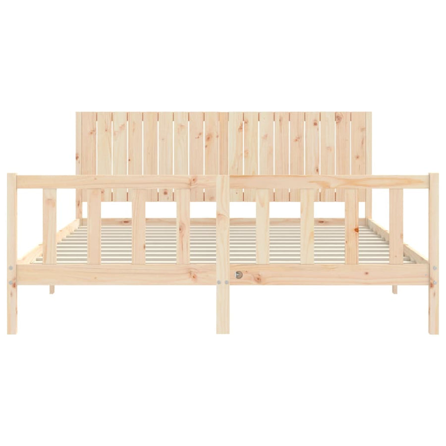Bedframe Met Hoofdbord Massief Hout 6Ft Super King 180 x 200 cm Naturel