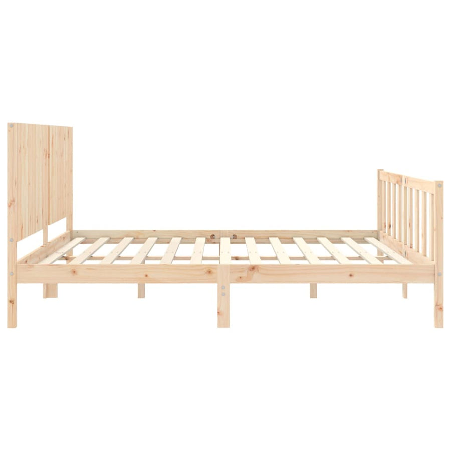 Bedframe Met Hoofdbord Massief Hout 6Ft Super King 180 x 200 cm Naturel
