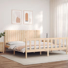 Bed frame with headboard solid wood