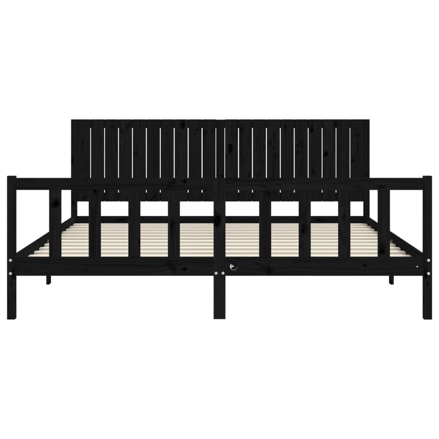 Bedframe Met Hoofdbord Massief Hout 200 x 200 cm Zwart