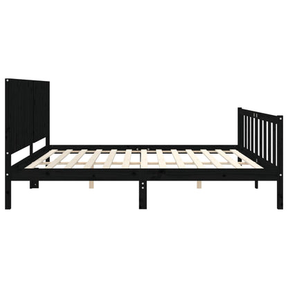 Bedframe Met Hoofdbord Massief Hout 200 x 200 cm Zwart