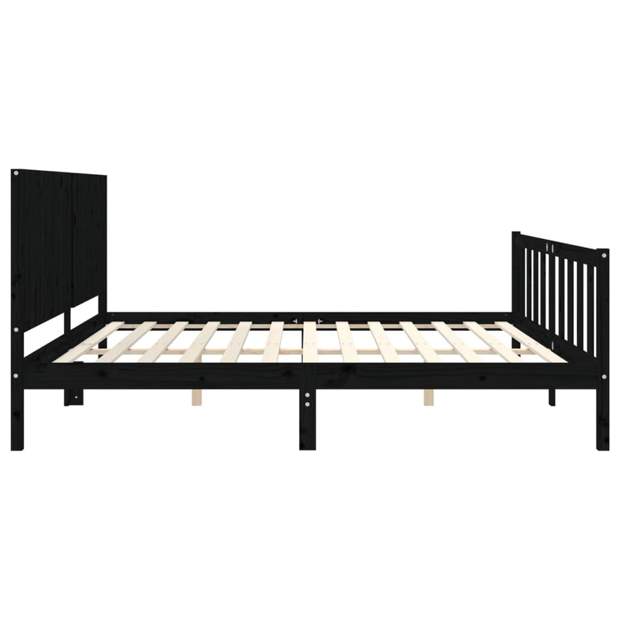 Bedframe Met Hoofdbord Massief Hout 200 x 200 cm Zwart