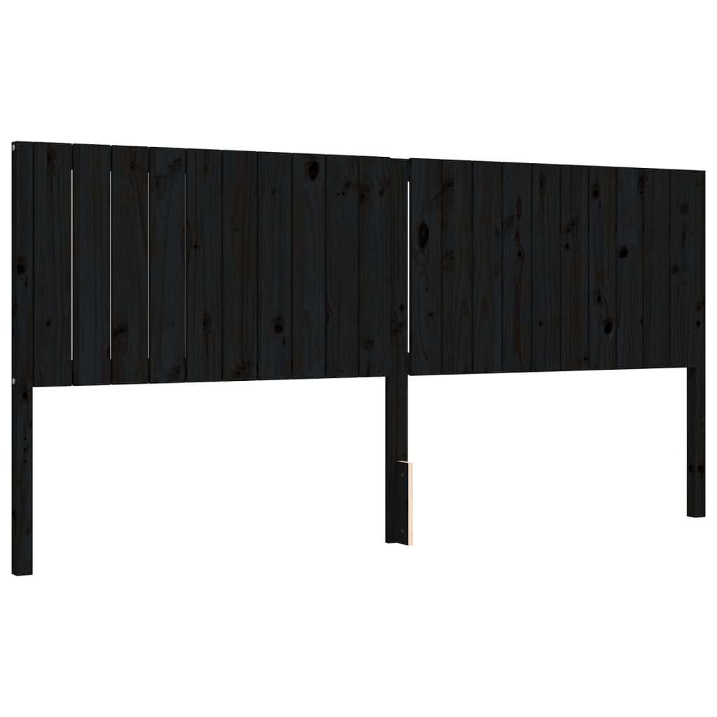 Bedframe Met Hoofdbord Massief Hout 200 x 200 cm Zwart