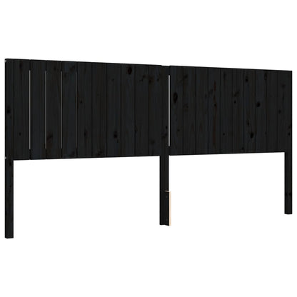 Bedframe Met Hoofdbord Massief Hout 200 x 200 cm Zwart
