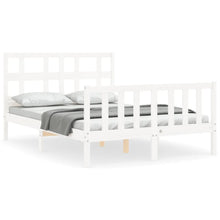 Bedframe Met Hoofdbord Massief Hout 140 x 190 cm Wit