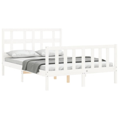 Bedframe Met Hoofdbord Massief Hout 140 x 190 cm Wit