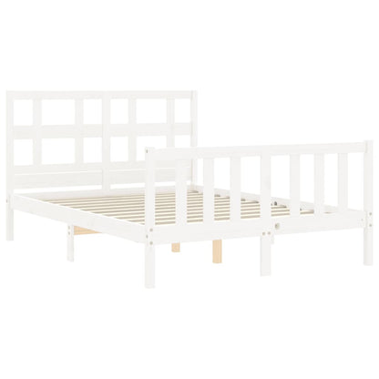 Bedframe Met Hoofdbord Massief Hout 140 x 190 cm Wit