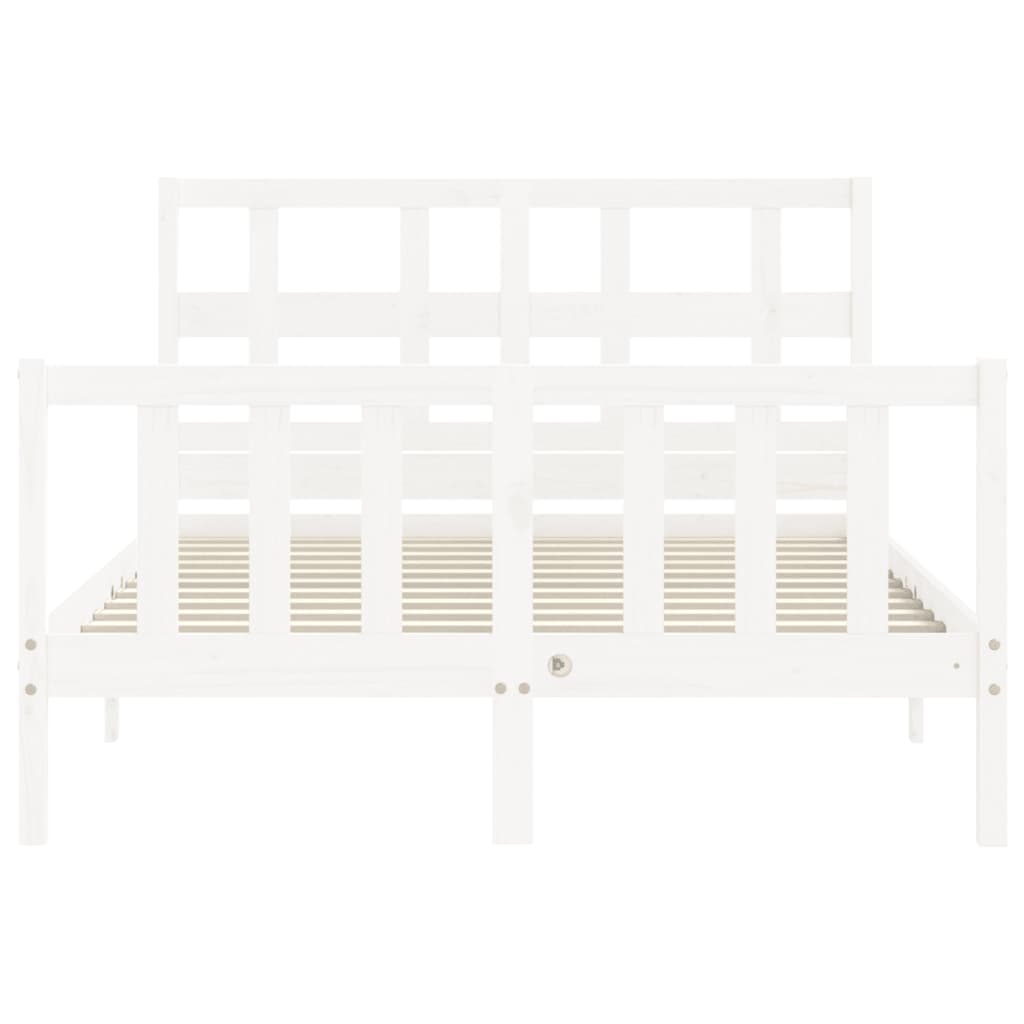 Bedframe Met Hoofdbord Massief Hout 140 x 190 cm Wit
