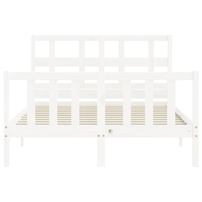Bedframe Met Hoofdbord Massief Hout 140 x 190 cm Wit