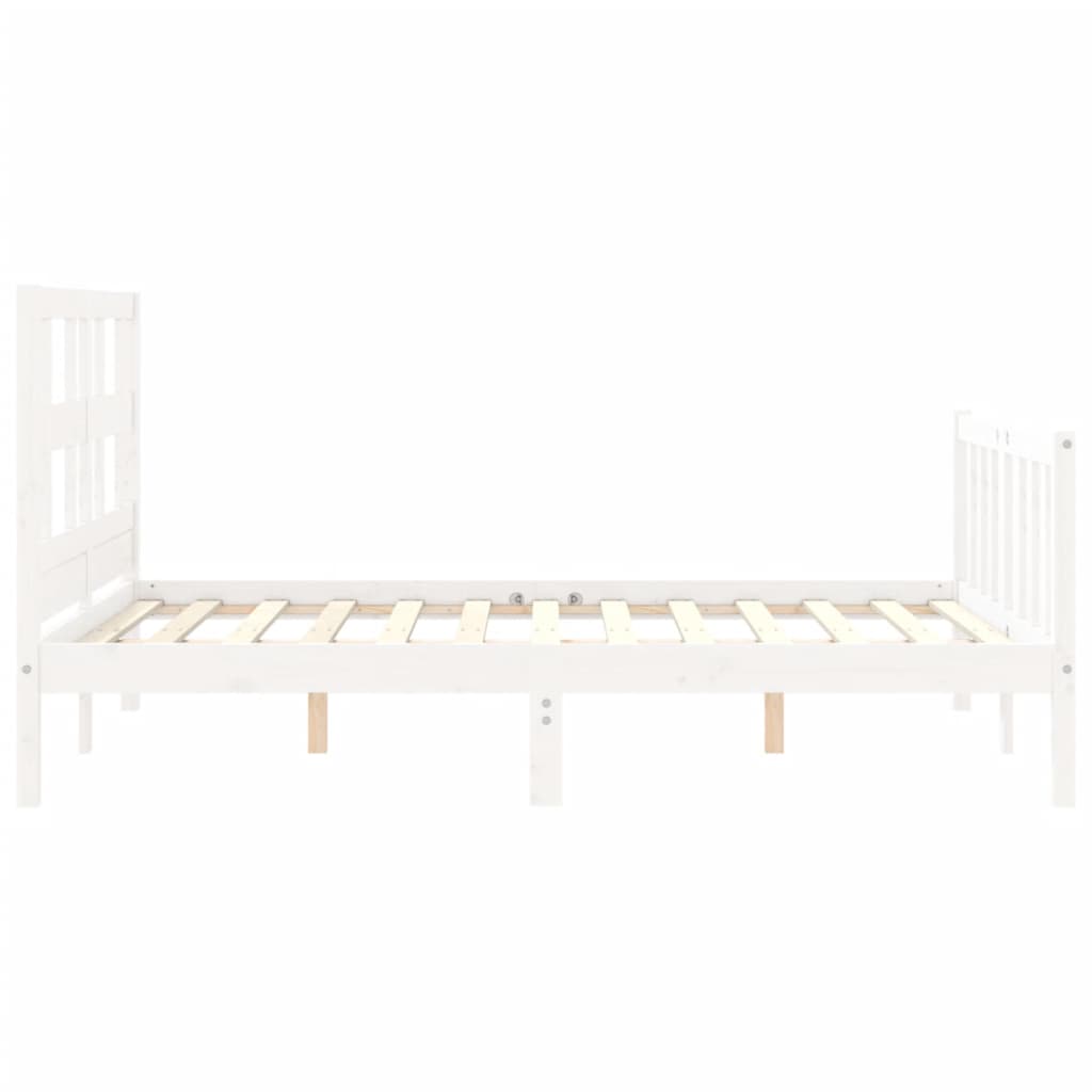 Bedframe Met Hoofdbord Massief Hout 140 x 190 cm Wit