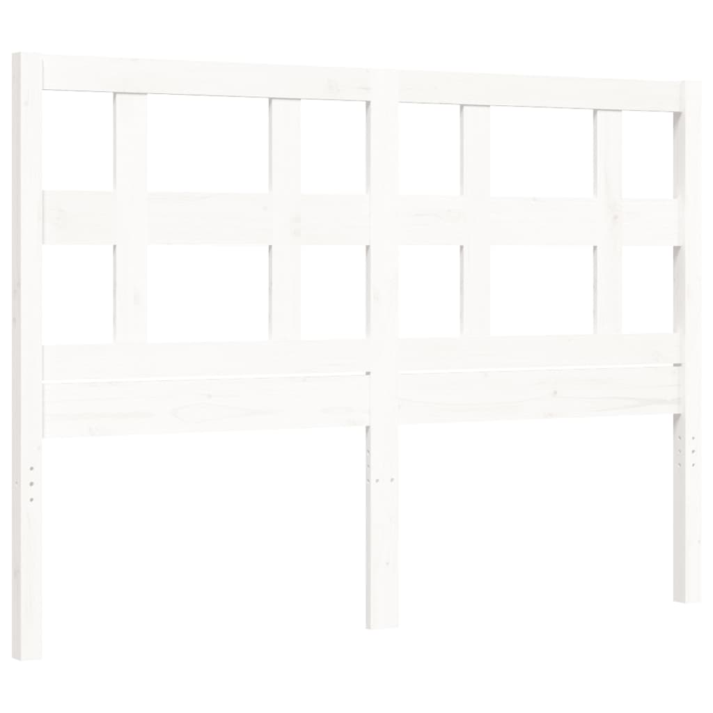 Bedframe Met Hoofdbord Massief Hout 140 x 190 cm Wit