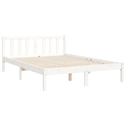 Bedframe Met Hoofdbord Massief Hout 140 x 190 cm Wit
