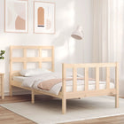 Bedframe met hoofdbord massief hout 100x200 cm 100 x 200 cm Naturel