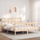 Bedframe Met Hoofdbord Massief Hout 160 x 200 cm Naturel