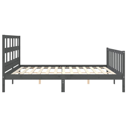 Bedframe Met Hoofdbord Massief Hout 200 x 200 cm Grijs
