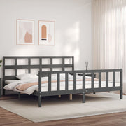 Bedframe massief hout grijs 200x200 cm