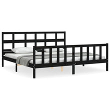 Bedframe Met Hoofdbord Massief Hout 200 x 200 cm Zwart