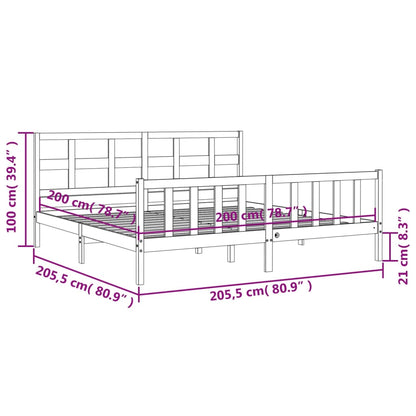 Bedframe Met Hoofdbord Massief Hout 200 x 200 cm Zwart