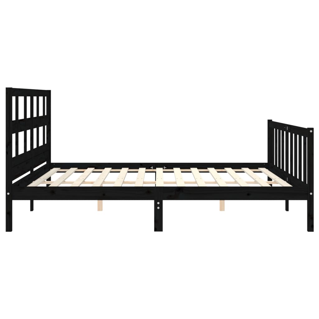Bedframe Met Hoofdbord Massief Hout 200 x 200 cm Zwart