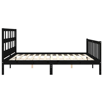 Bedframe Met Hoofdbord Massief Hout 200 x 200 cm Zwart