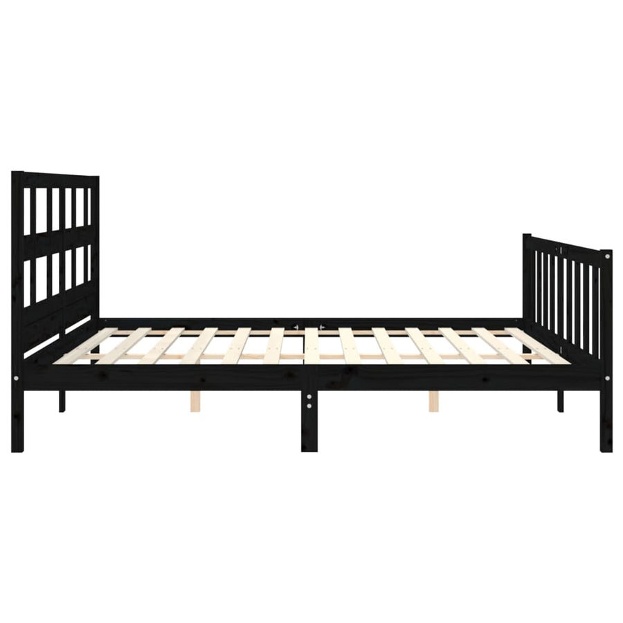 Bedframe Met Hoofdbord Massief Hout 200 x 200 cm Zwart